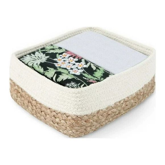 Drew Barrymore Table Runner 6 Napkins Basket Beautiful Gray + Floral 8-Piece Set - Picture 12 of 16